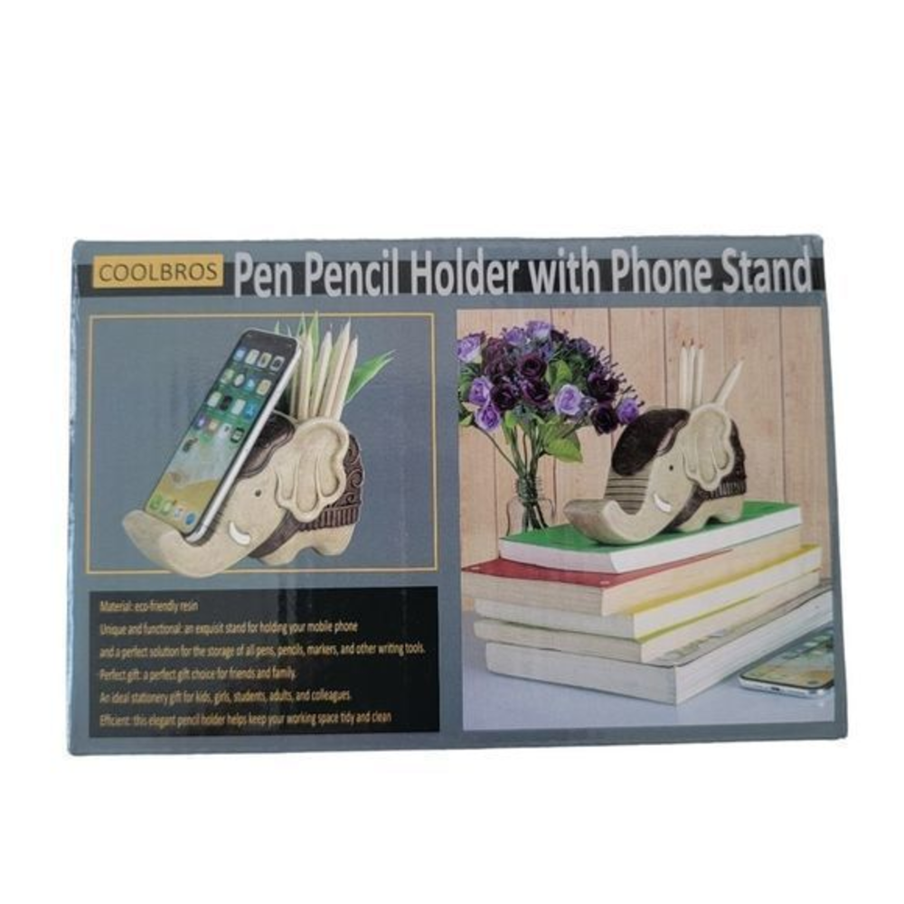 ELEPHANT pen + pencil holder with‎ cell phone stand office organization coolbros